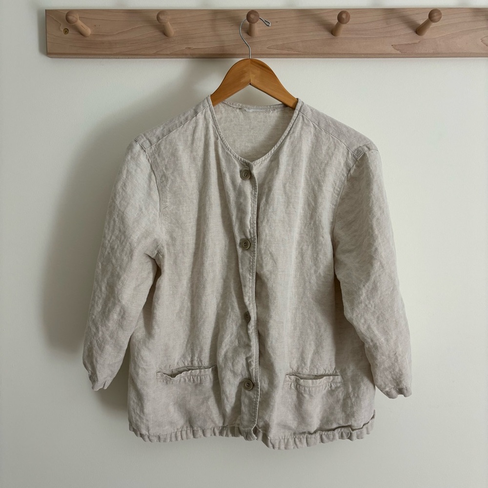 ✨FINAL SALE✨ Vintage Linen Top/Jakcet, S - Picture 2 of 4